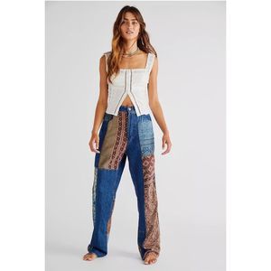 New Dr. Collectors x Free People Patched Jeans Size Small